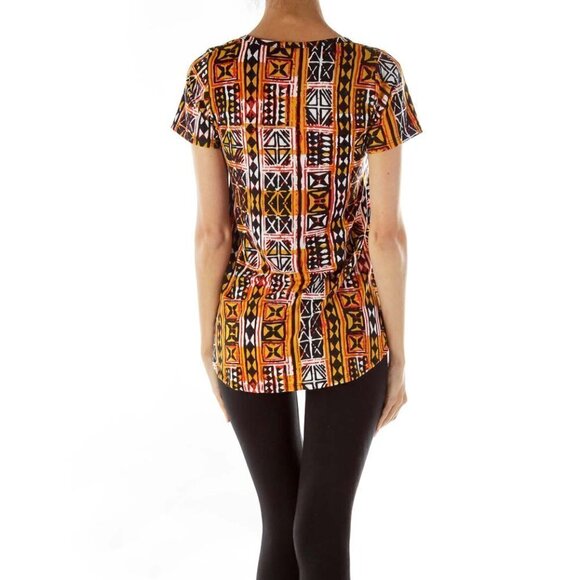 Lula Roe Red Yellow Printed Top - Picture 2 of 3